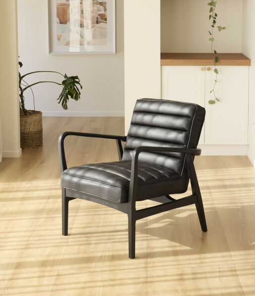 Tyler Black Leather Armchair